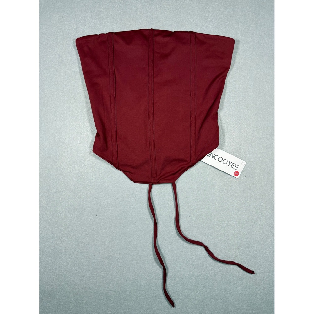 Whimsigoth Ren Faire Cottagecore Lincooyee Burgundy Lace Up Boned Corset